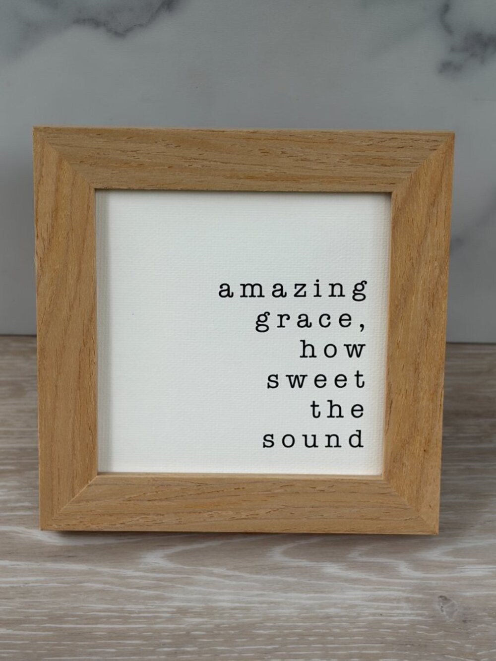 Amazing Grace Canvas Wood Sign 4x4 Natural Farmhouse Tiered Tray Shelf Sitter
